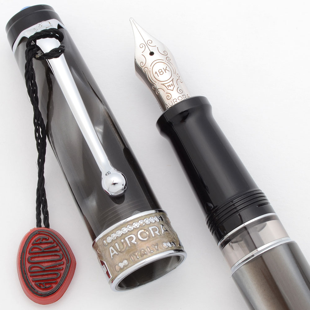 Aurora Europa LE Fountain Pen - Marbled Black and Gray Resin